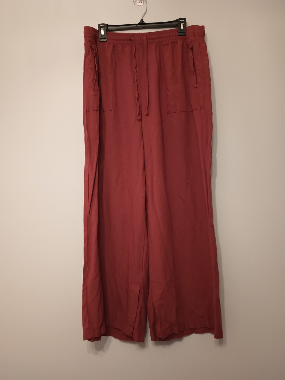 dip Wide-Leg Drawstring Pants - Rust Red Lined Bend L